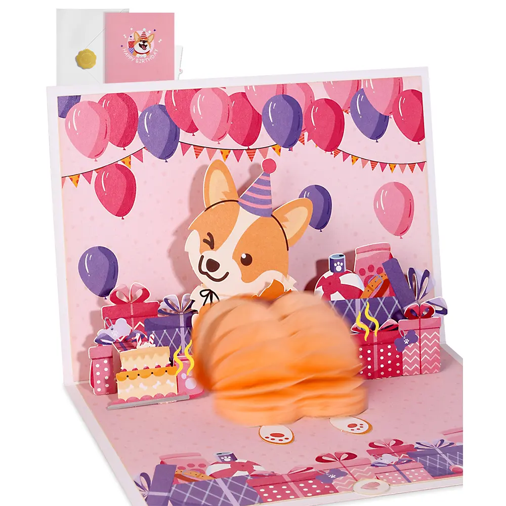 Funny Corgi Shaking Buttt Pop Up Birthday Card - 3D Welsh Corgi Themed Funny Birthday Card with Envelope, Surprise Gifts for Kids Girl Boy Daughter Son Grandson Dog Lover Women