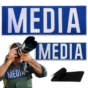 2Pcs MEDIA Patch Set – Blue Embroidered Tactical Patches for Press Vest, Photographer Vest & Backpack (2 Sizes)