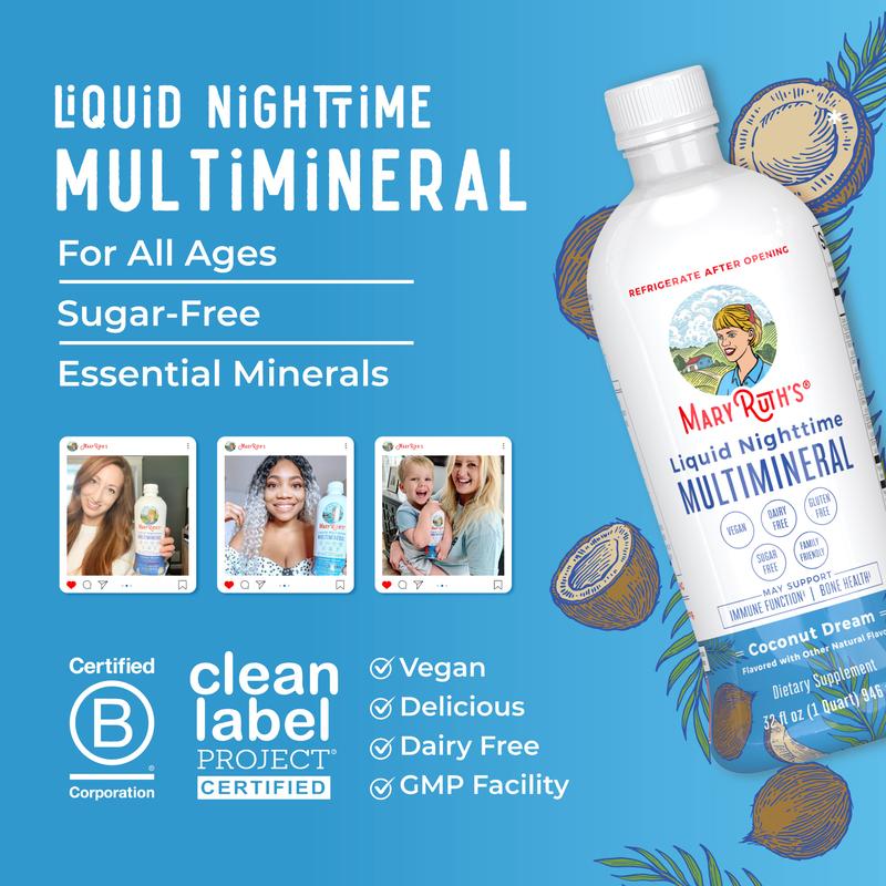 MaryRuth's Hair Growth + Nighttime Routine Bundle - Hair Growth Max Liposomal & Liquid Nighttime Multimineral