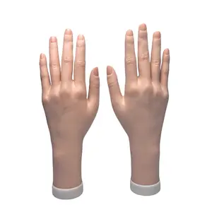 Realistic Female Hand Model for Nail Art Display & Practice, Bendable Soft Hands for Jewelry Showcase, Fake Skin Color Props for Acupuncture, Nail Art Tool, Nail Supplies Equipment