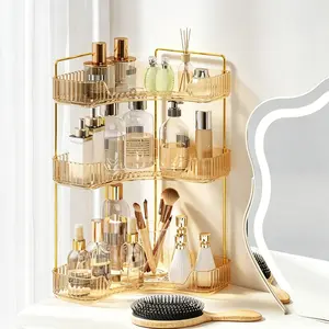 3-Tier Modern Bathroom Organizer - ABS Home Storage Organization Supply with Perfume Tray, Cosmetic Skincare Shelf, Large-Capacity Multifunctional Design, Ideal for Bathroom Counter, Dresser, Mother’s Day Gift