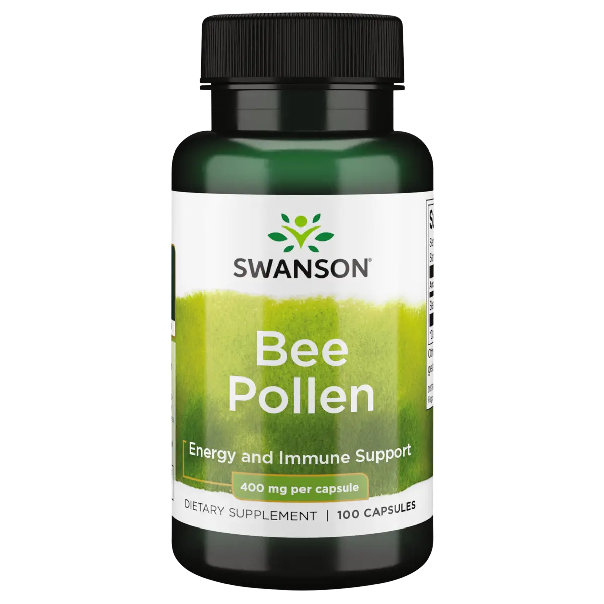 Swanson Bee Pollen – 400mg Natural Energy, Immune Support - Superfood Capsules – 100 Count