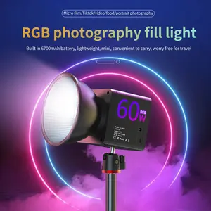 2026 Upgraded Handheld Photography Light, Camera Fill Light, 2500K-6500K Adjustable Color Temperature, 13400mAh Fast Charging, Suitable for Vlogging, Portrait Photography, Filming, Studio Use, Live Streaming, and Makeup (Black | Standard RGB)