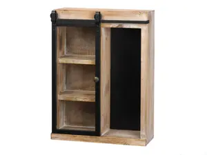 Rustic Wall Shelf With Glass Barn Door