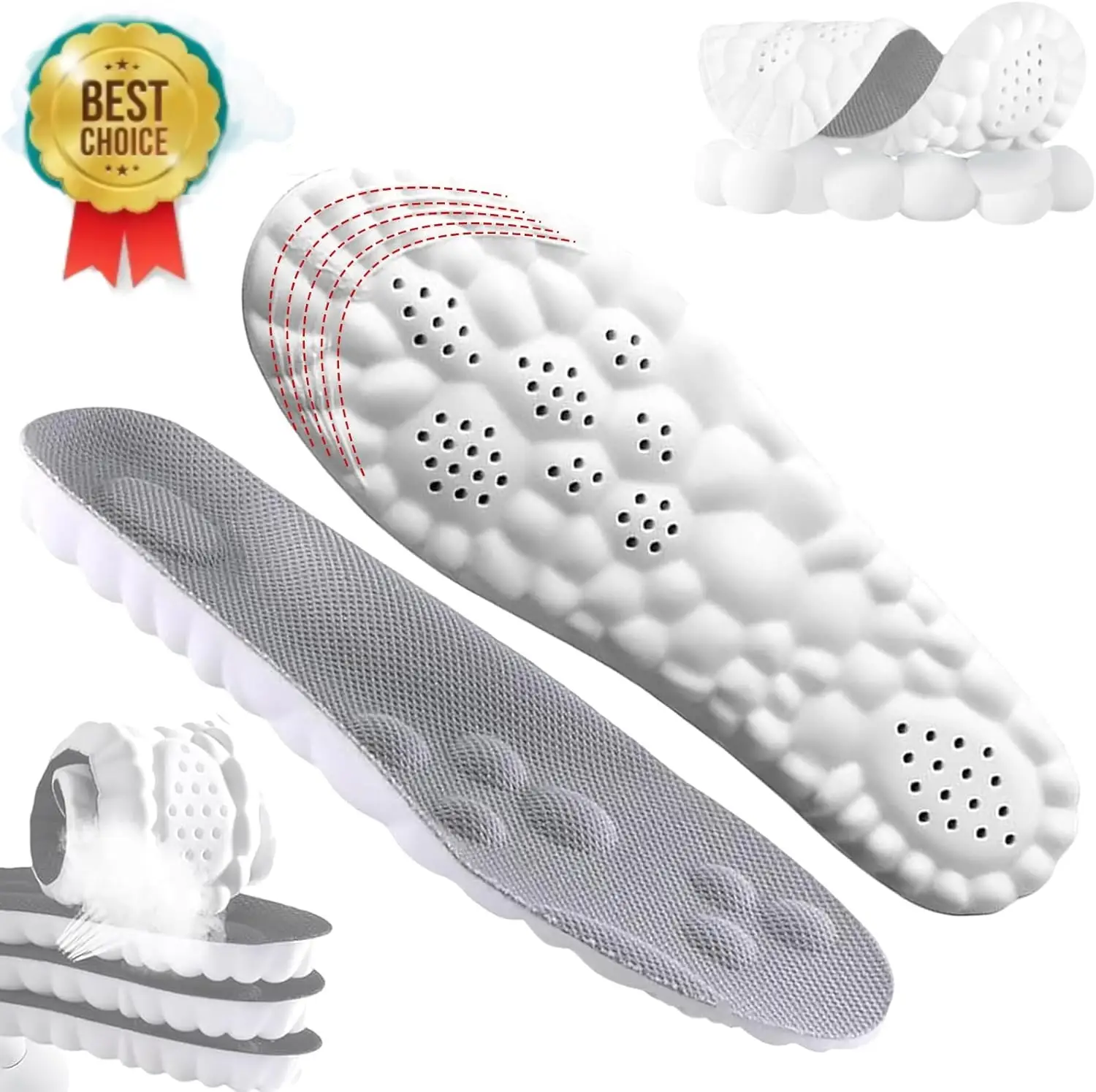 Cloud 4D Orthopedic Insoles for Men & Women - Plantar Fasciitis, Sports Shoes, Anti Fatigue, Shock Absorption, Foot Pain Relief