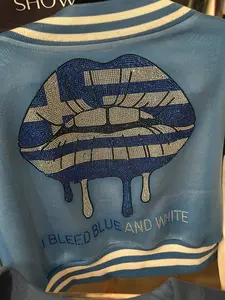 GREEK PRIDE CROP JACKET- BLUE