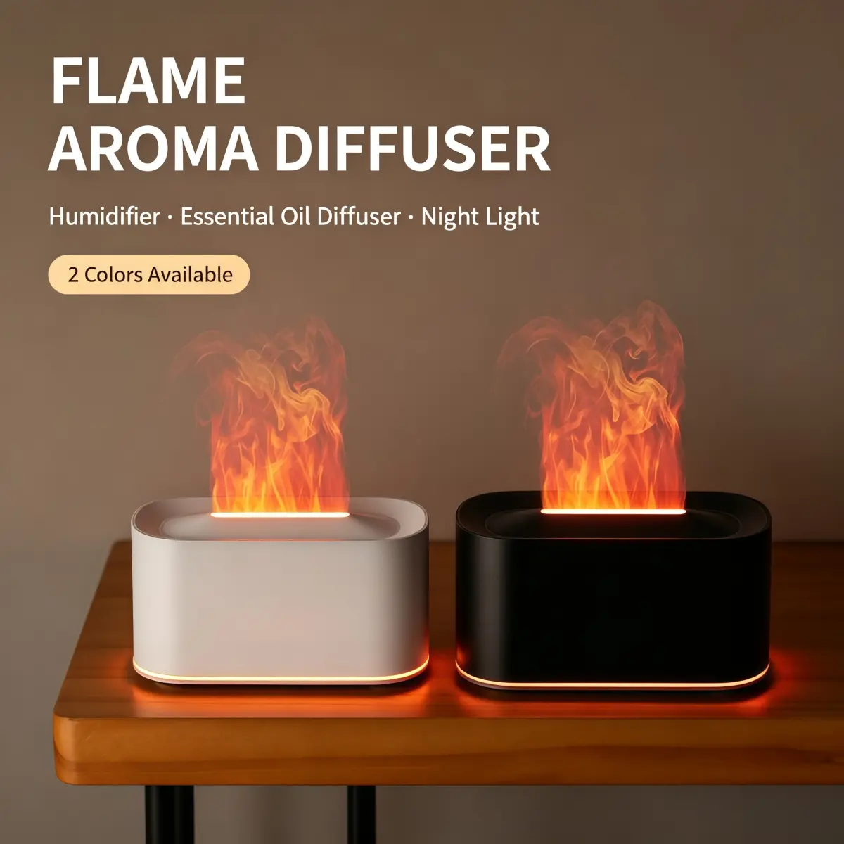 Compact Mini Humidifier - USB-Powered Ultrasonic Aroma Mist Diffuser with Color-Changing Flame Light, Diamond Shape, Quiet Cool Mist, Timer, Ideal for Bedroom, Office, Small Spaces, Mist + Aroma