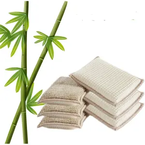 Natural Bamboo Sponges Kitchen Cleaning Sponges Dish Sponges Reusable Dish Washing Sponges Super Absorbent 6 Packs