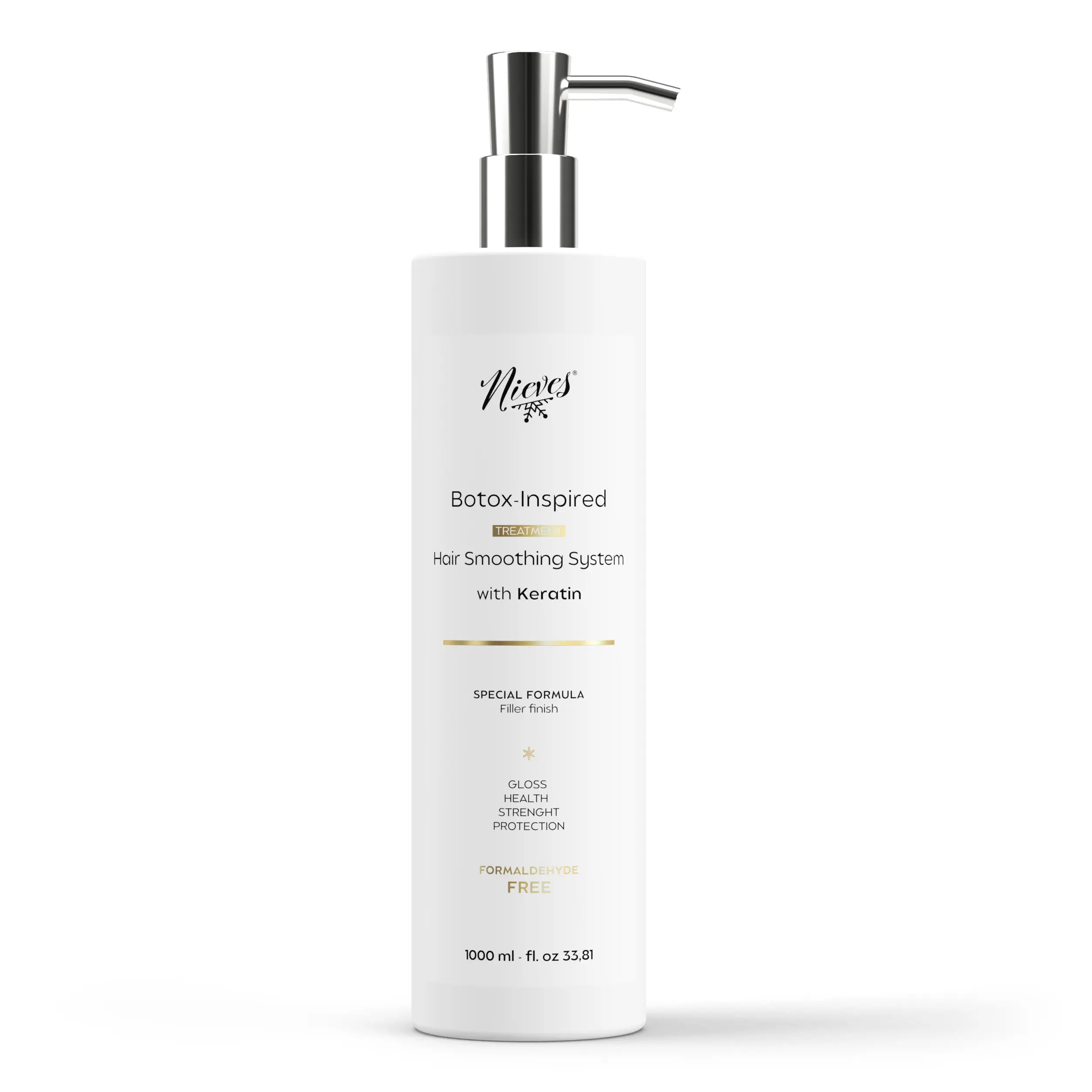 Nieves Botox Inspired Treatment Hair Smoothing System with Keratin 33.8 fl oz Formaldehyde Free Moisture Retaining Formula for Damaged Hair Care