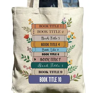 Custom Book Tote Bag, Bookish Personalized Tote Bag,Bookish Gift Idea, Book Lover Gift Idea, Cute Book Bag,Aesthetic Bag, Casual Canvas Tote