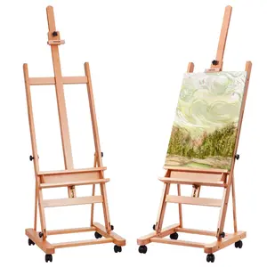 VEVOR Studio H-Frame Easel Holds Canvas Art up to 48" Beechwood Artists Easel