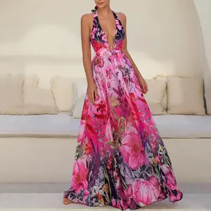 FLAXMAKER Women's Floral Print V Neck Halter One Piece Swimsuit and Matching Cover Skirt Set Swimwear Summer Swimdress Bathing Suit Stylish Beachwear #TikTokShopSpringGlowUp