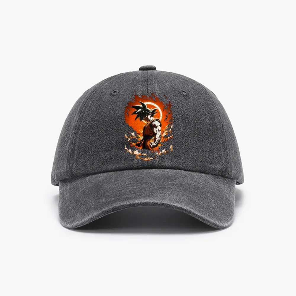 Dragon Ball DBZ Unisex Street Baseball Cap 80s 90s Pattern Anime Hat Men Gift Snapback Fitted Vintage Denim Fabric Iconic Logo Heat Transfer Print Green Dragon Ball Detail