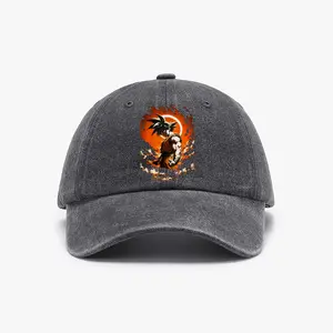 Dragon Ball DBZ Unisex Street Baseball Cap 80s 90s Pattern Anime Hat Men Gift Snapback Fitted Vintage Denim Fabric Iconic Logo Heat Transfer Print Green Dragon Ball Detail