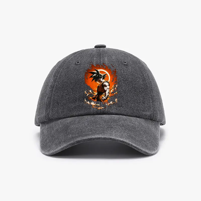 Dragon Ball DBZ Unisex Street Baseball Cap 80s 90s Pattern Anime Hat Men Gift Snapback Fitted Vintage Denim Fabric Iconic Logo Heat Transfer Print Green Dragon Ball Detail