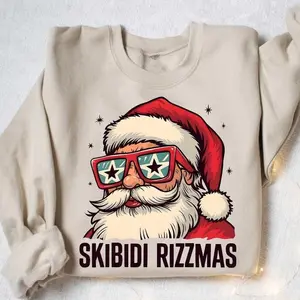 Skibidi Rizzmas Ugly Christmas Sweatshirt, Santa Claus Ugly Christmas Sweater, Xmas Gift For Kids, Rizz Christmas Shirt, Merry Rizzmas Shirt