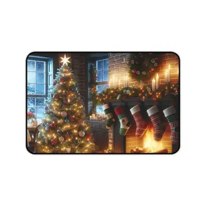 Cozy Christmas Desk Mat, Holiday Desk Accessory, Winter Themed Mouse Pad, Festive Office Decor, Gift for Office Workers, Computer Mat