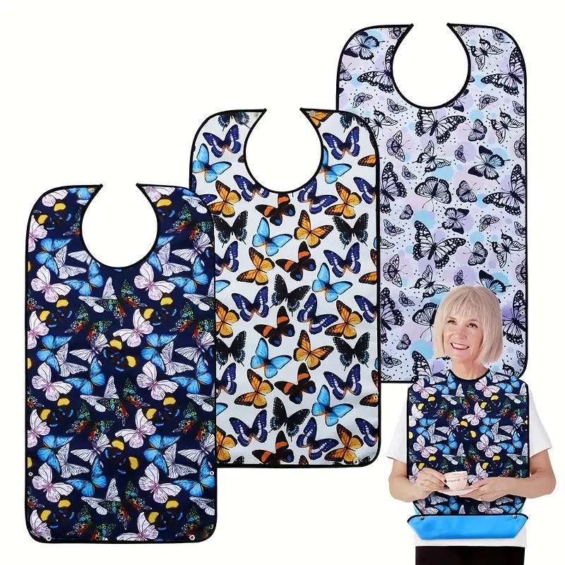 3pcs Premium Adult Bibs with Adjustable Fit & Washable Design - Includes Crumb Catcher, Ideal for Seniors, Adult Bibs, Adjustable, Washable, Debris Collector, Seniors