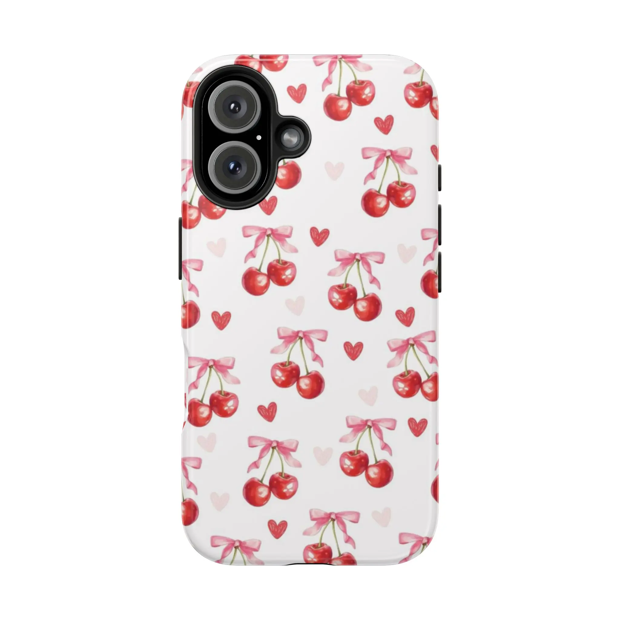 Coquette Pink Bow Ribbon Cherry Love Heart Cute Phone Case Girls Phone Cases Phone Cover Hard Case Tough 2-piece Phone Case