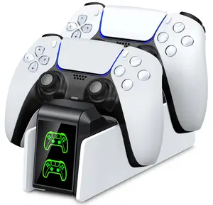PS5 Controller Charger Station for Playstation 5 Dualsense with LED Light Dual Stand Charger Dock, PS5 Controller Charging Station Accessories for Playstation 5 Faceplates DualSense Edge