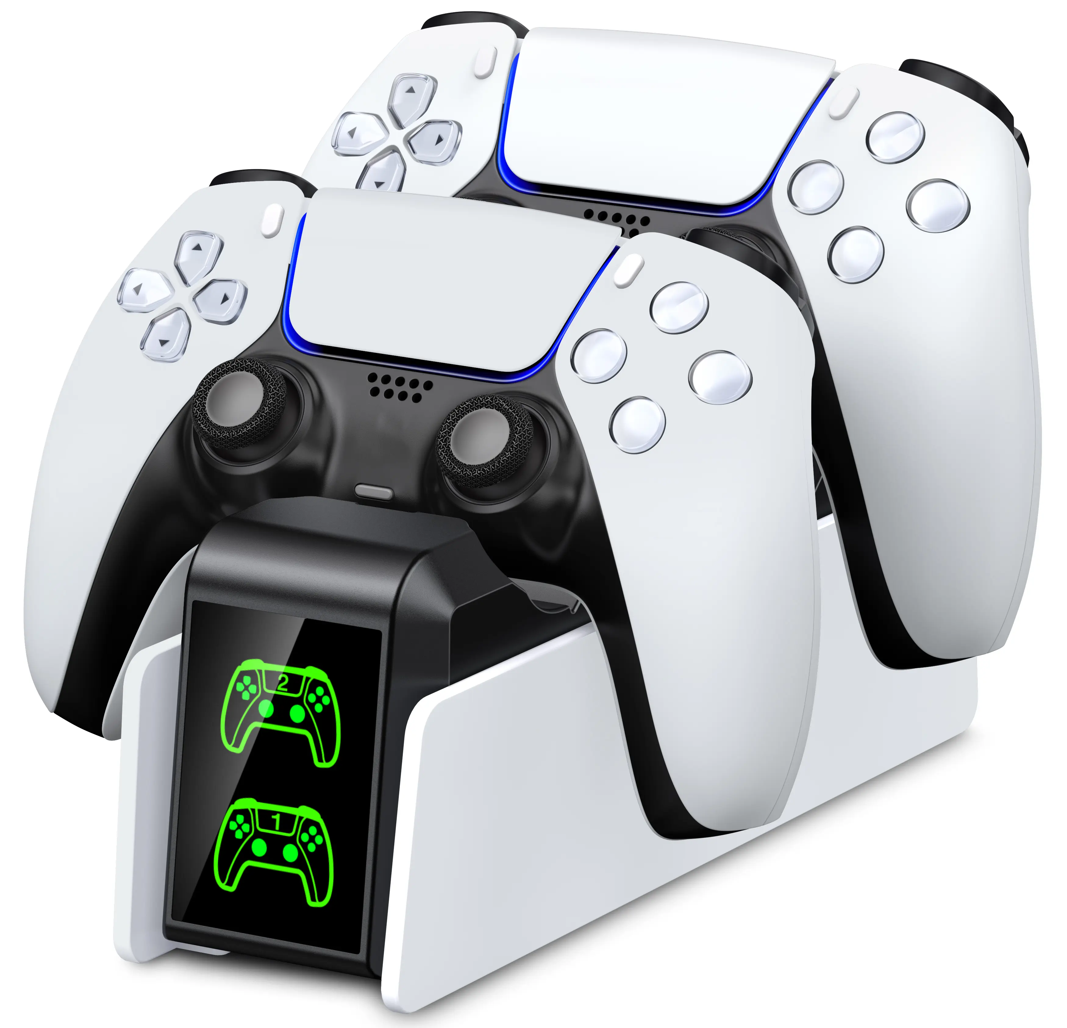 PS5 DualSense/DualSense Edge Controller Charging Station with LED Light, 2.5-3 Hours Fast Charge, 5V/2A Input, Dual Stand Dock, Cable Included, Gaming Console Accessory with Manufacturer Warranty