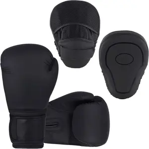 ruza Matte Blac Boxing Gloves and Pads, Boxing Gloves  Set for icboxing and Muay Thai MMA  - Boxing it for Adults with Punching Pads for Martial Arts and arate