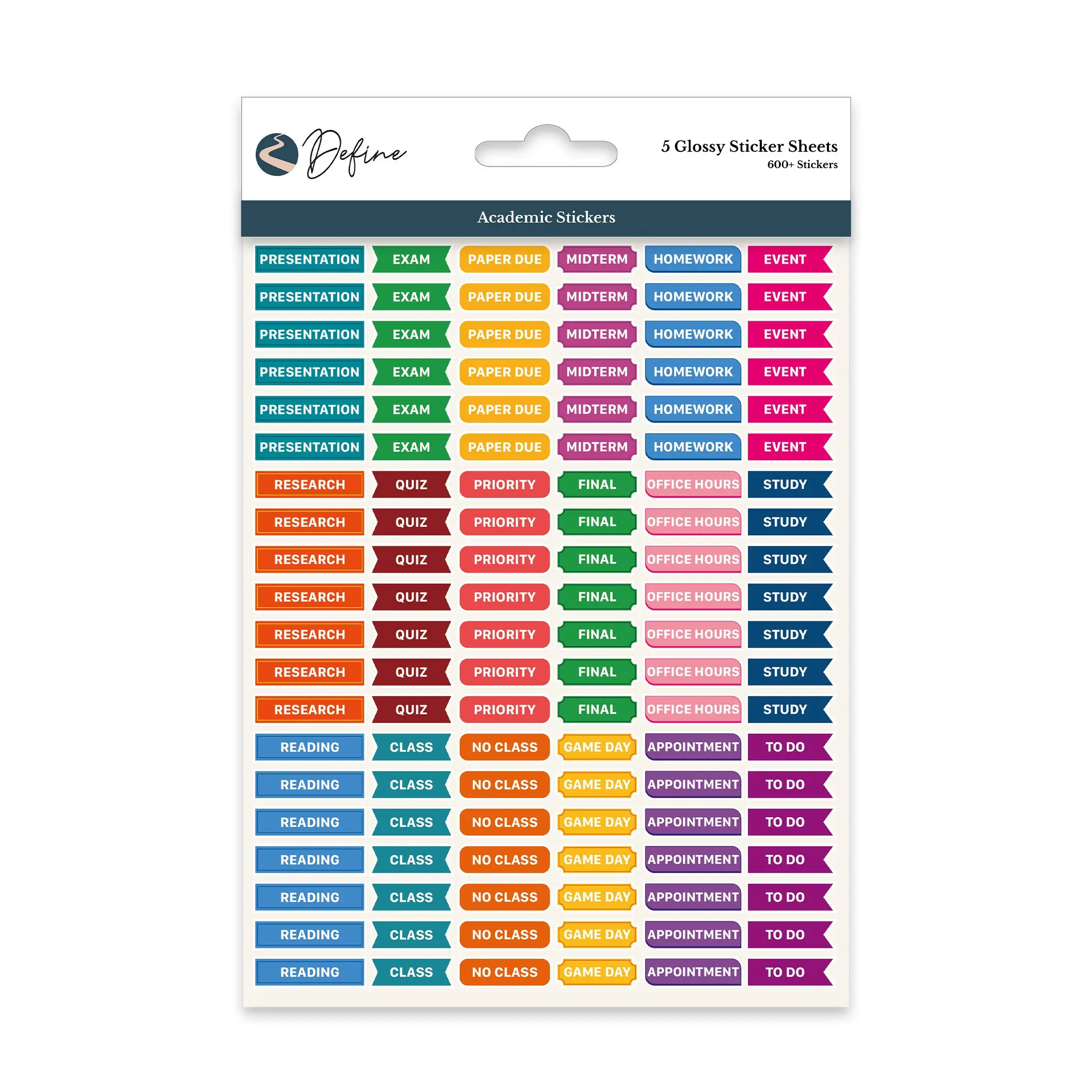 Academic Planner Stickers – Student Organization Stickers for Classes, Assignments & Exams