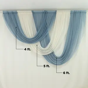 Sheer Chiffon Valance Curtain 4ft x 5ft – Ivory Wedding Arch Voile Drape with Rod Pocket, Backdrop Panel