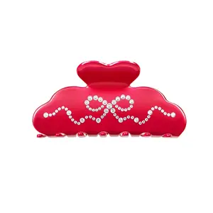 Red Crystal Bow Hair Clip
