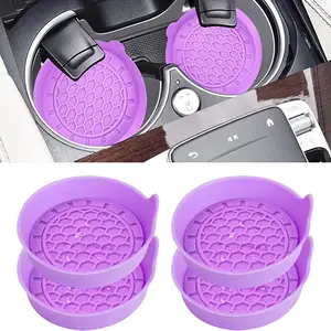2pcs popular silicone car coaster with edge water cup slot cushion