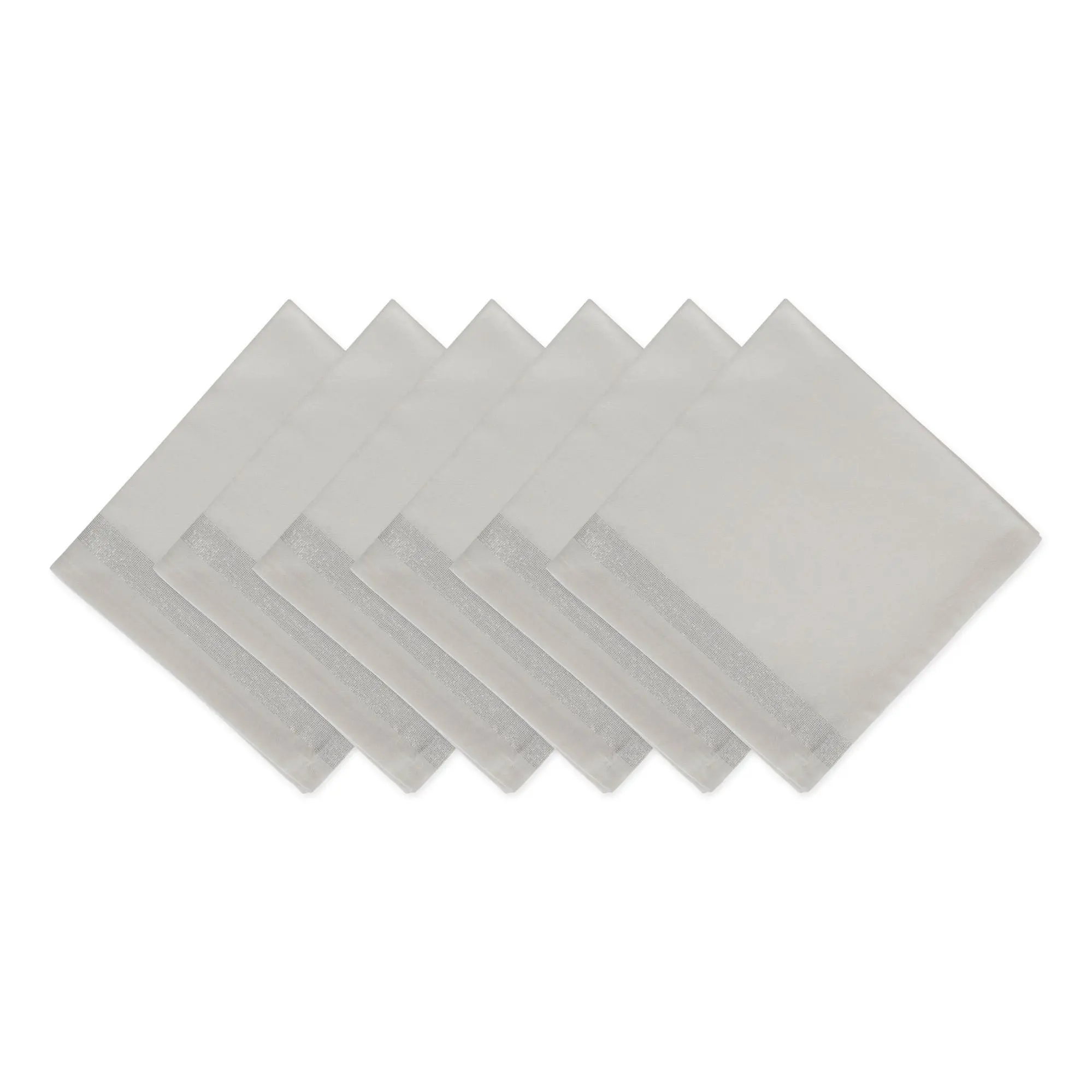 Design Imports Set of 6 Silver Sparkle Stripe Napkins