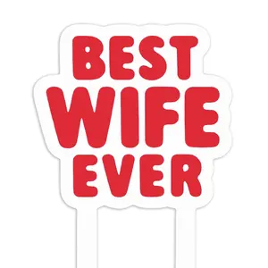 Best Wife Ever Cake Topper – Red and White or Blue and White Birthday Party Decoration | Mom Celebration Decor