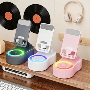 Wireless Induction Audio Bluetooth Speaker 5in1 Phone Holder Emergency Rechargeable (3000mAh) with Colorful Ambient Light 300° Foldable for Tablet iPhone Android, Gifts for Men Women，Easter gifts, Father's Day gifts, gifts for fathers