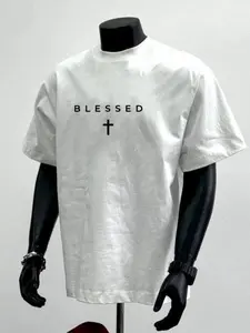 Men's Casual Patterned Short Sleeve T-Shirt, Streetwear Style, Drop Shoulder Design, Lightweight Fabric, Ideal for Daily Wear and Layering