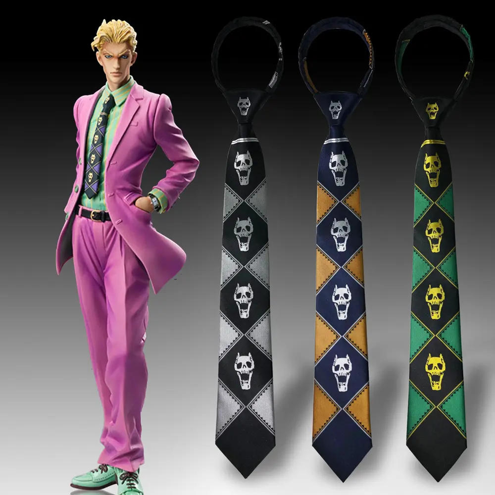 Unisex JoJo's Bizarre Adventure Kira Yoshikage Neck Tie - Handmade DK Style Japanese Version Daily Wear Collectible Anime Merchandise Handmade Tie
