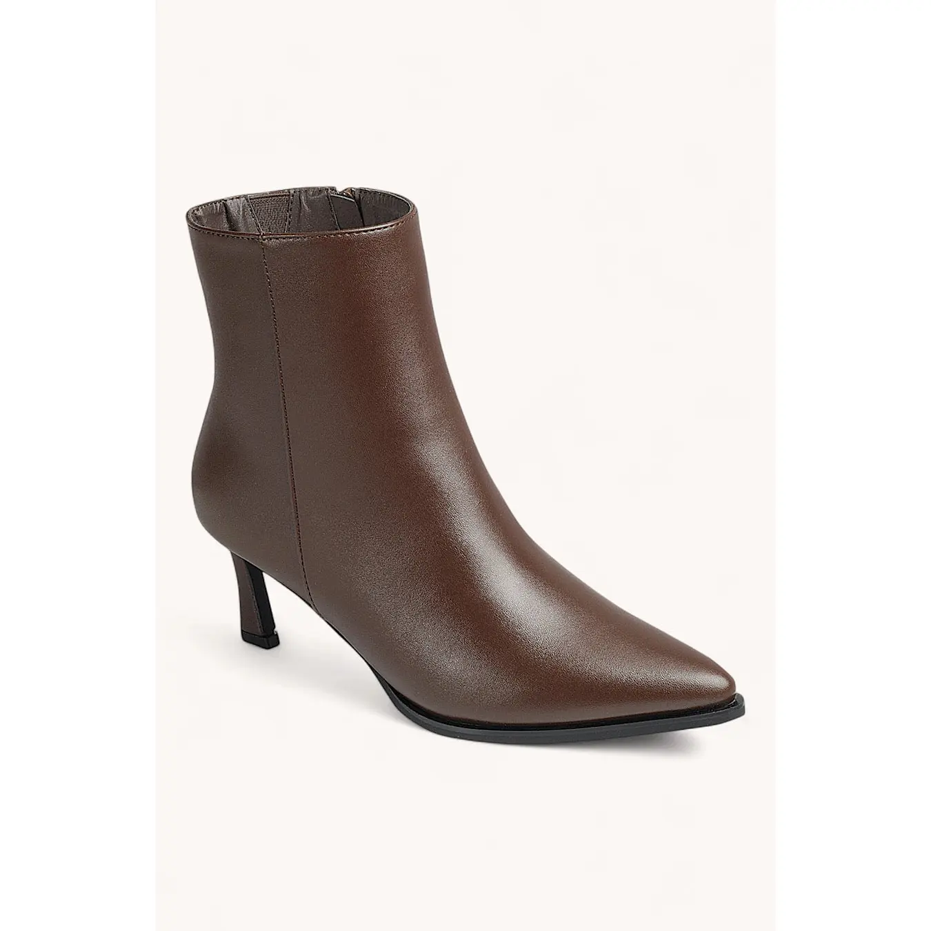 Cabernet Kitten Heel Pointed Toe Booties Brown