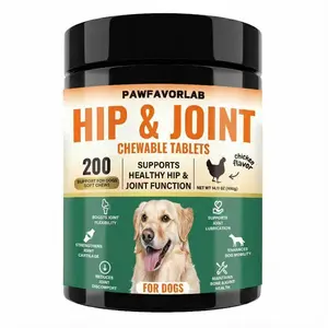 PAWFAVORLAB Hip & Joint Mobility Bites Chewable Tablets for Dogs Natural Joint Health Supplements with MSM Glucosamine & Chondroitin Sulfate 200 Chews
