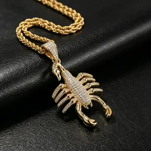 Scorpion Pendant Necklace 8mm 24 Inch Chain 18K Gold Plated Hip Hop Jewelry Zodiac Scorpio Necklace Trendy Gift for Men Women