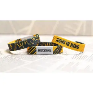 The Jesus is King Band - Stretchy Flexible Reversible Waterproof Bible Devotional Bracelet with TAP Technology