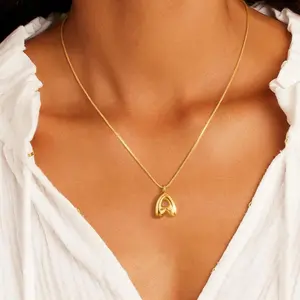 FREEKISS Dainty Balloon Bubble Letter Necklace Alphabet Pendant Choker Necklace Trendy Cute Personalized Monogram Name Necklace Jewelry Necklace For Teen Girls Gift