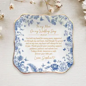 Custom Mother Of The Bride Jewelry Dish, Mother of the bride Jewelry plate, Custom Jewelry Tray for Mom, Wedding Favor Gift For Mom