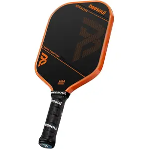 Beesoul Unisex Pickleball Paddle for Adults - Thermoformed T700 Raw Carbon Fiber Surface, 16mm Power Honeycomb Core, Large Sweet Spot, Orange, Clean Ball Strike, Spin & Control Enhancement