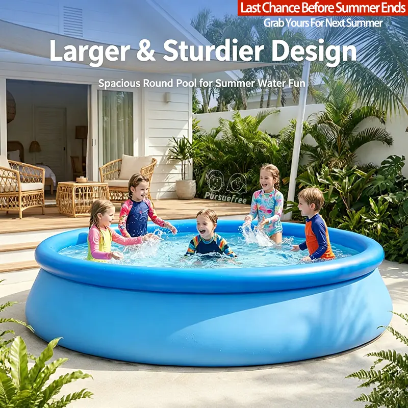 12Ft / Large Inflatable Above Ground Swimming Pool, Family Size Blow Up Pool for Adults & Kids, Thickened Durable Fast Inflation, for Backyard Outdoor Summer Pool Party Water Fun