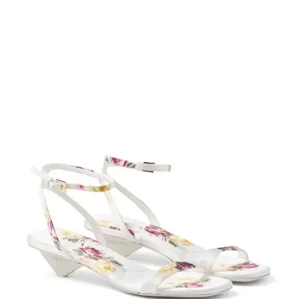 Prada Floral Print Satin Sandals - 40