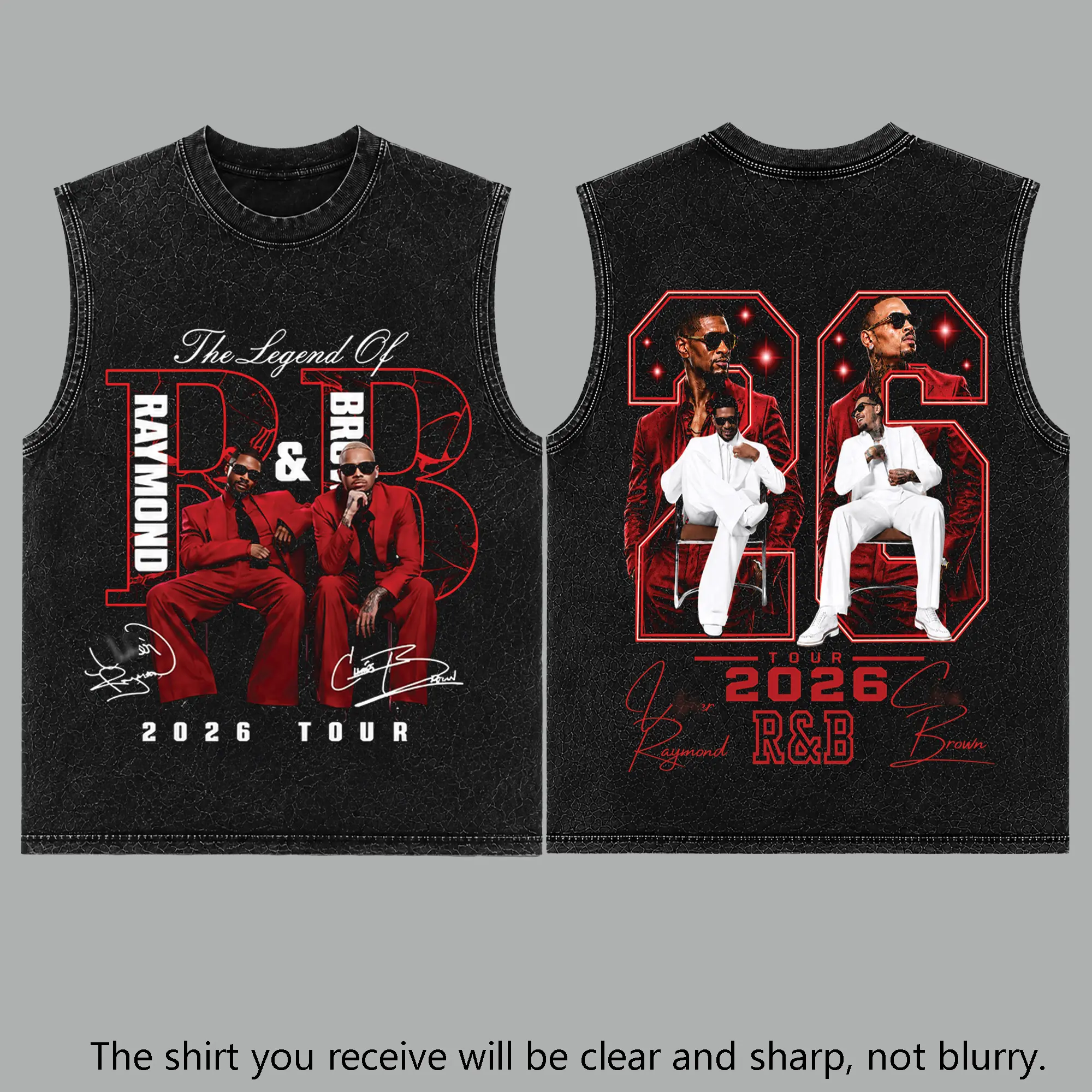 Raymond & Brown The R&B Tour 2026 V25 Premium Acid Washed 100% T-Shirt Tank Top, R&B Music Duo Graphic Tee, Urban Hip Hop Soul Streetwear Shirt, Concert Tour Merch, Gift for R&B Fans, Vintage Music Tee