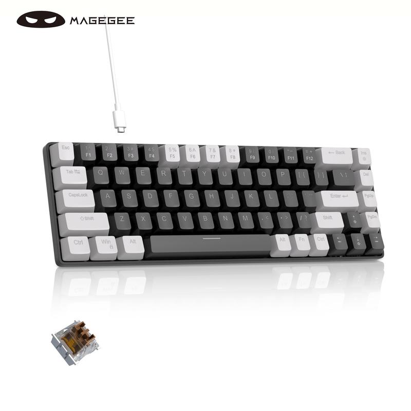 MageGee MK-Box 60% Wired Lighted Mechanical Keyboard - 68-Key Ultra-Compact Design, Brown/Red Switches (Hot-Swappable), Portable LED Backlit - for Windows & Mac Gaming & Office
