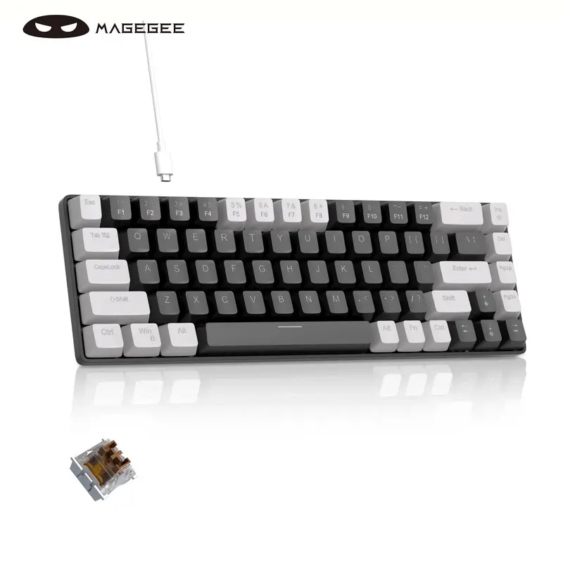 MageGee MK-Box 60% Wired Lighted Mechanical Keyboard - 68-Key Ultra-Compact Design, Brown/Red Switches (Hot-Swappable), Portable LED Backlit - for Windows & Mac Gaming & Office