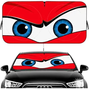 Car Windshield Sun Shade, Funny Eyes Visor for Car Windshield, Wear-Resistant Black Tape, Foldable 59x27.5