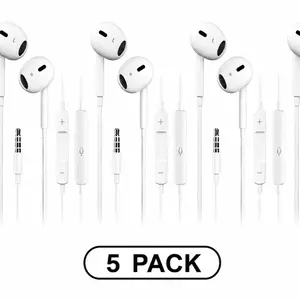 Wired iPhone Earphone 5-Pack Earbuds [MFi Certified] Headphones Earphones with 3.5mm Wired in Ear Headphone Plug(Built-in Microphone & Volume Control) Compatible with iPhone,iPad,iPod,PC,MP3/4,Android -White MFi Certified