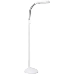 SmartLight Full Spectrum LED Modern Floor Lamp with Adjustable Brightness, Flexible Gooseneck and Easy Controls - Reduces Eye Strain and Fatigue - Ideal for Reading, Artists, Craft (White)